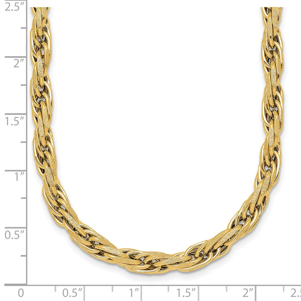 Polished And Textured Flat Rope Chain Necklace 18.25"