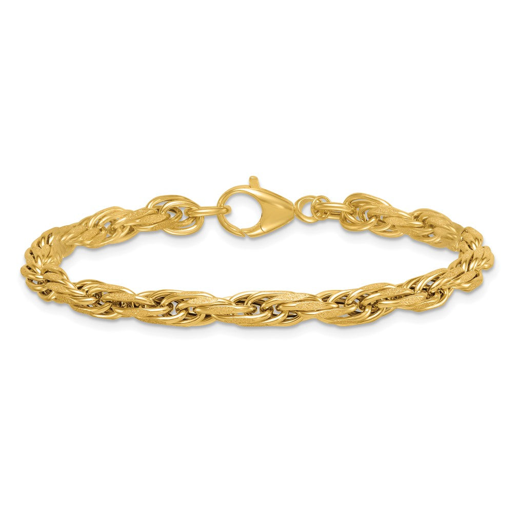 Polished And Textured Flat Rope Chain Bracelet 7.5"