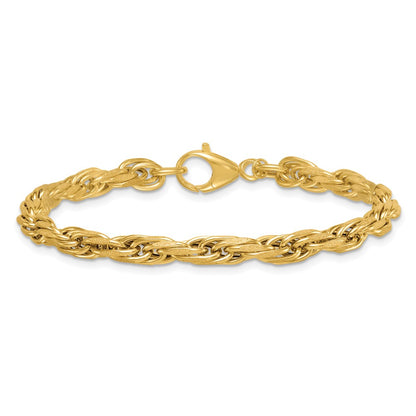Polished And Textured Flat Rope Chain Bracelet 7.5"