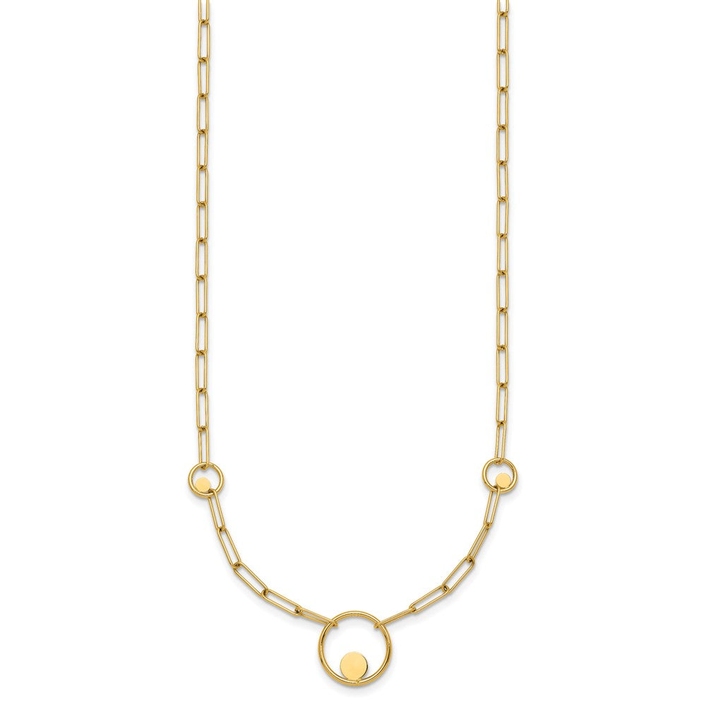 Polished Paper Clip Link Circles Necklace 16.75"
