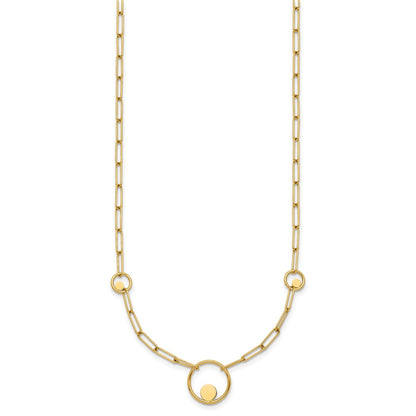 Polished Paper Clip Link Circles Necklace 16.75"