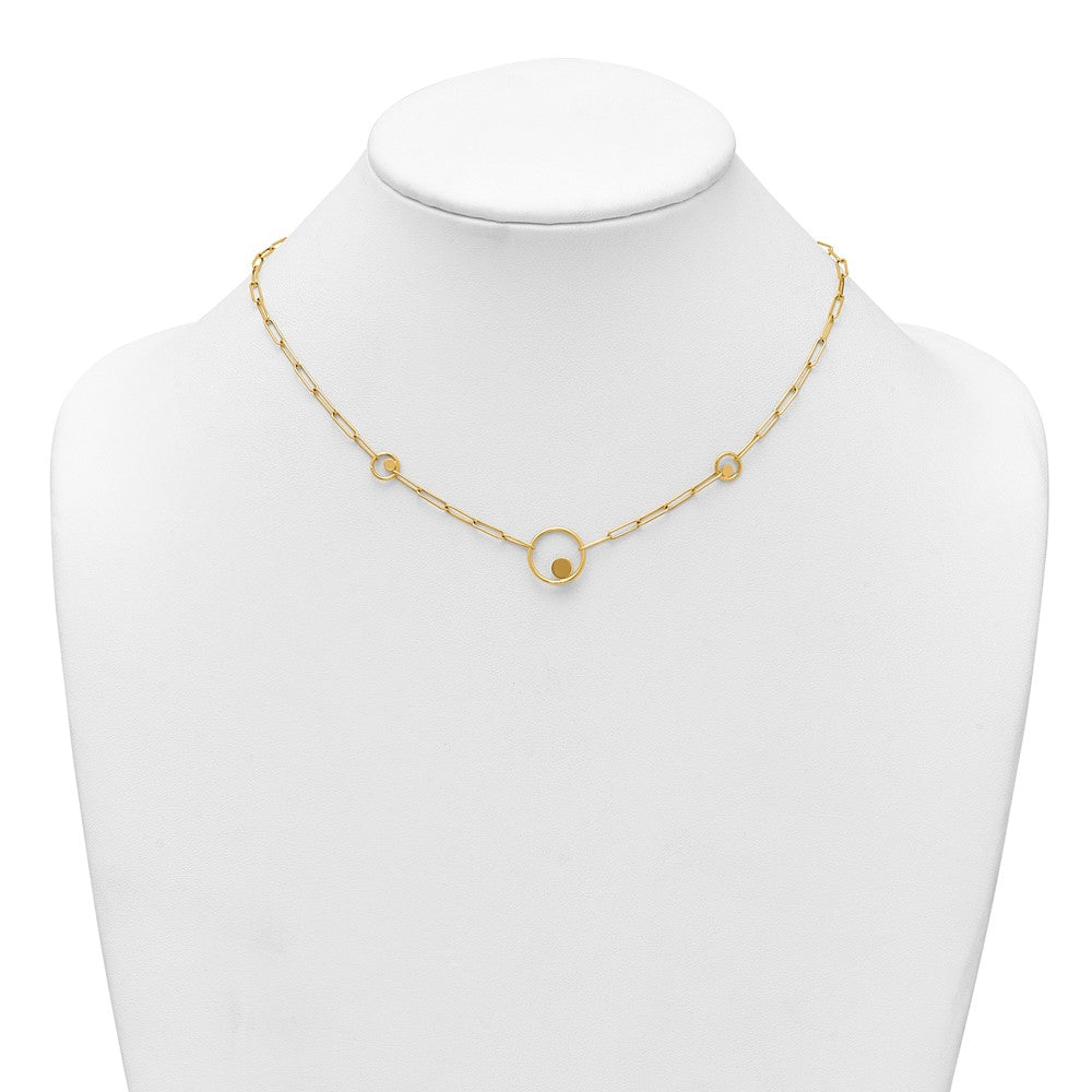 Polished Paper Clip Link Circles Necklace 16.75"