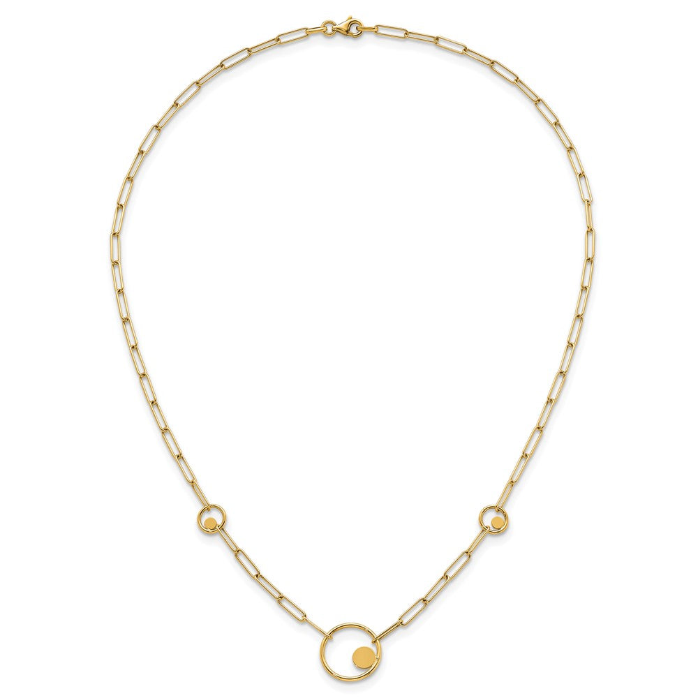 Polished Paper Clip Link Circles Necklace 16.75"