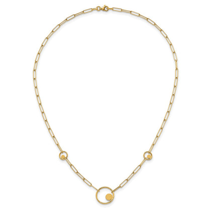 Polished Paper Clip Link Circles Necklace 16.75"