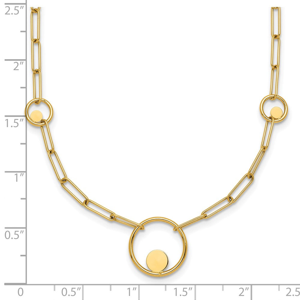 Polished Paper Clip Link Circles Necklace 16.75"