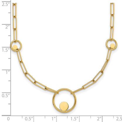 Polished Paper Clip Link Circles Necklace 16.75"