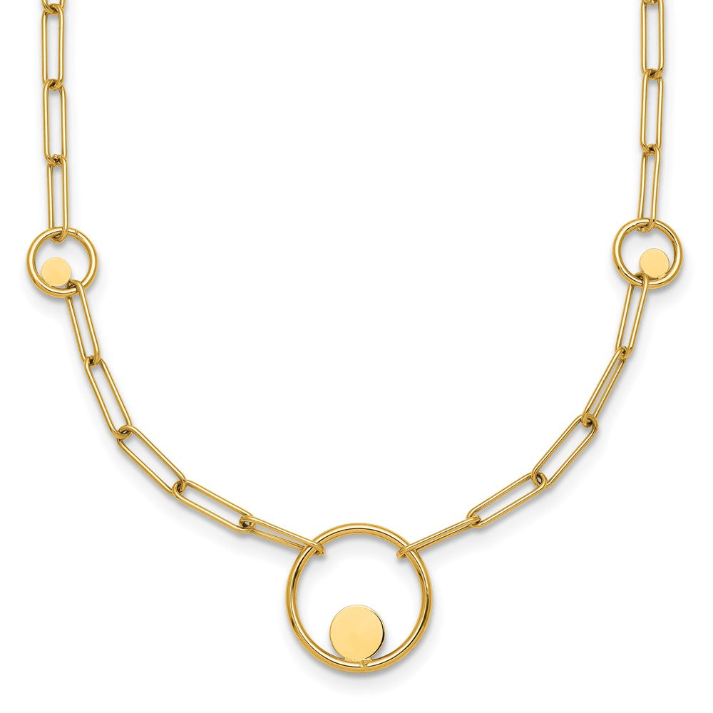 Polished Paper Clip Link Circles Necklace 16.75"