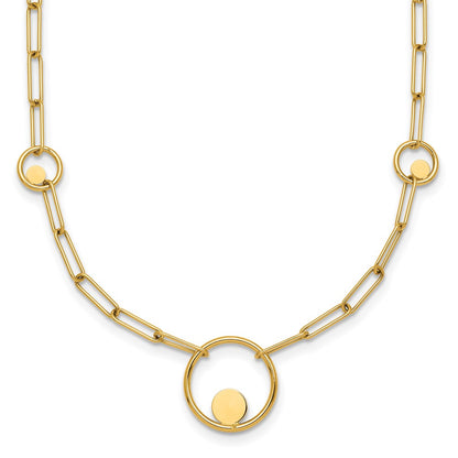 Polished Paper Clip Link Circles Necklace 16.75"