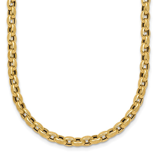 Polished Fancy Textured Open Link Necklace 17.25"