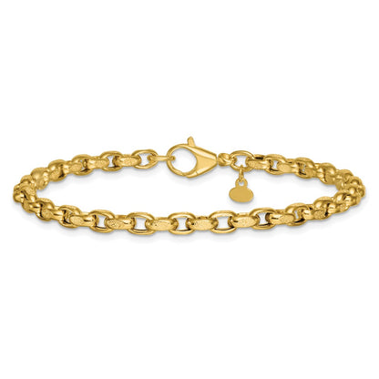 Polished Fancy Textured Open Link Bracelet 7.75" - 3.8mm