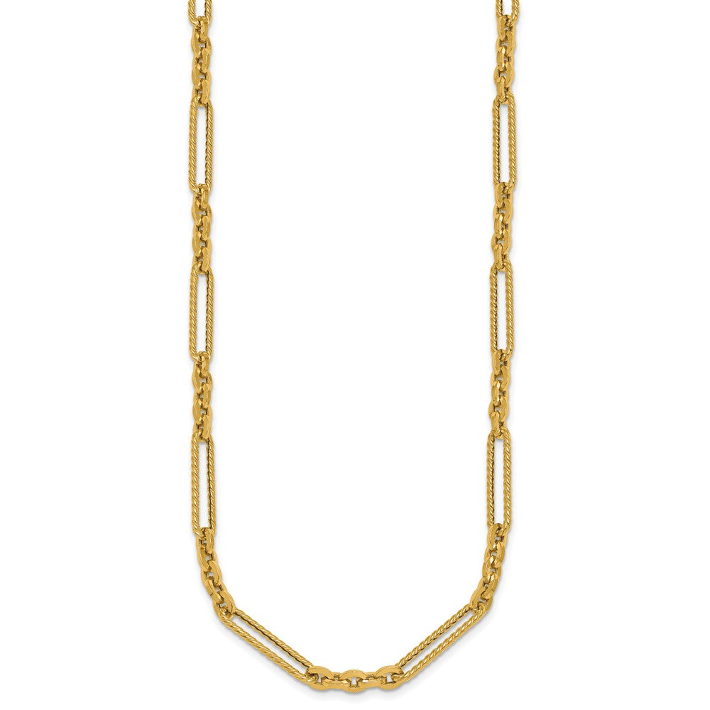Polished and Textured Fancy Link Toggle Necklace 18"