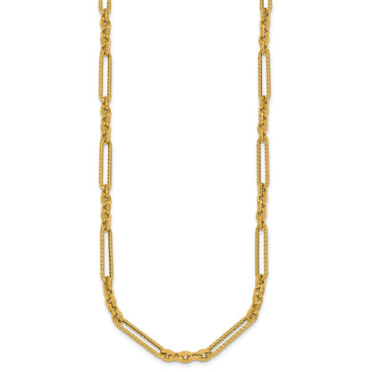 Polished and Textured Fancy Link Toggle Necklace 18"