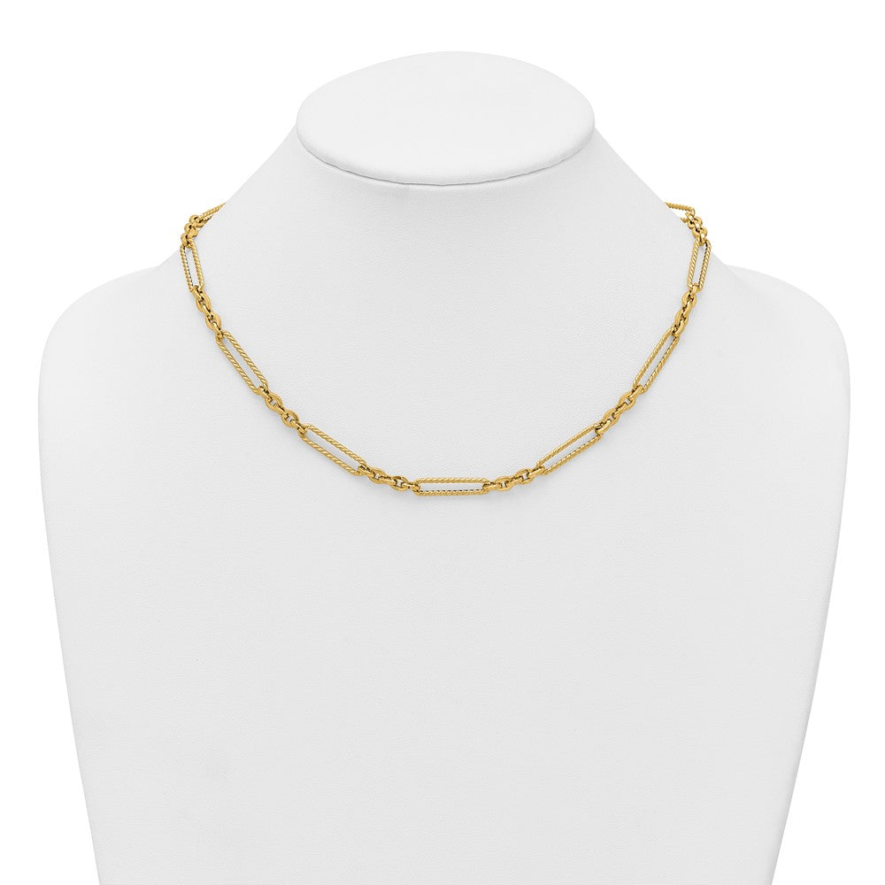 Polished and Textured Fancy Link Toggle Necklace 18"