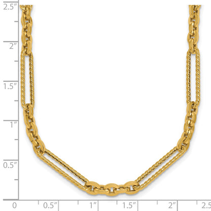 Polished and Textured Fancy Link Toggle Necklace 18"