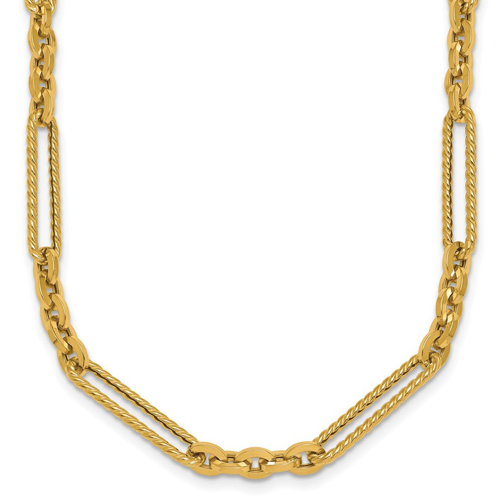Polished and Textured Fancy Link Toggle Necklace 18"
