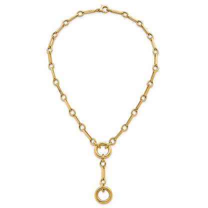 Polished Fancy Link with Circle Y-Drop Necklace 17.5"
