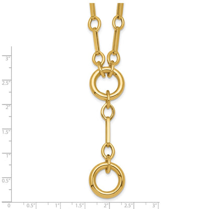 Polished Fancy Link with Circle Y-Drop Necklace 17.5"