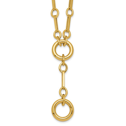 Polished Fancy Link with Circle Y-Drop Necklace 17.5"