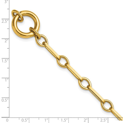 Polished Fancy Link with Circle Bracelet 7.75"