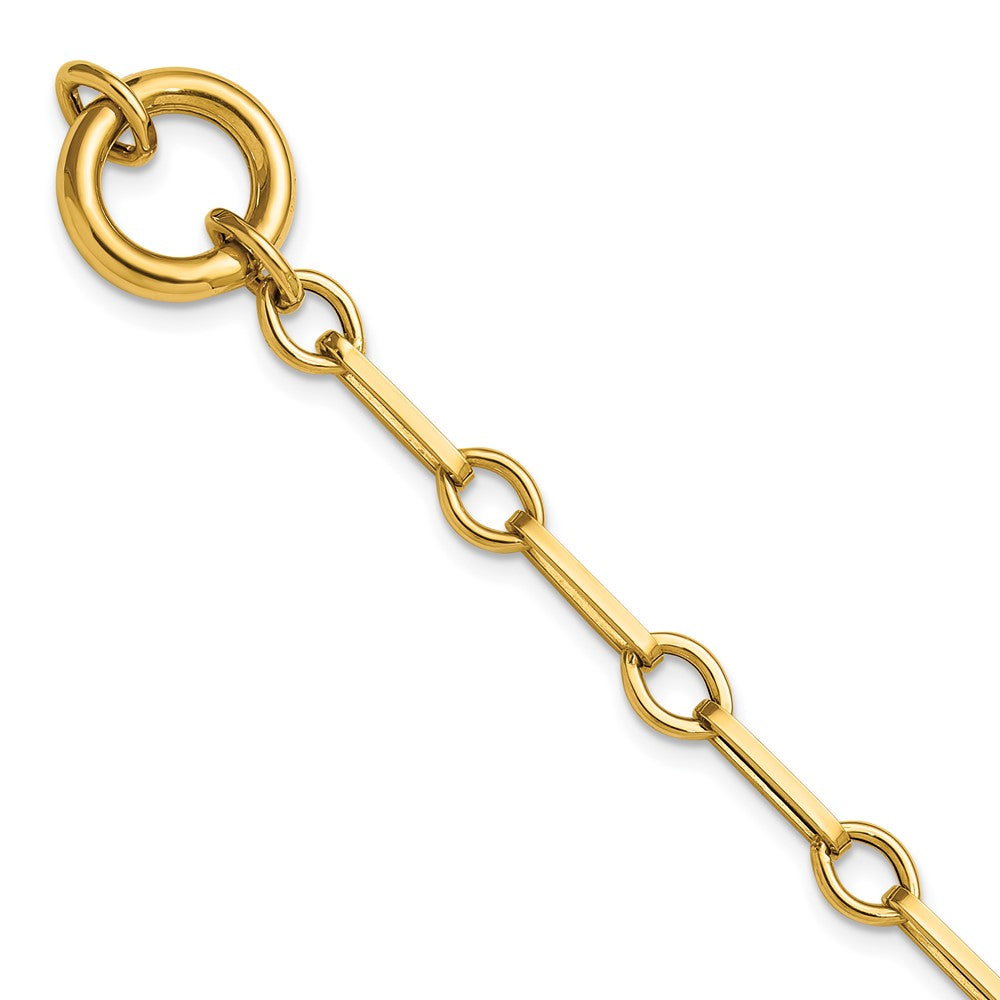 Polished Fancy Link with Circle Bracelet 7.75"