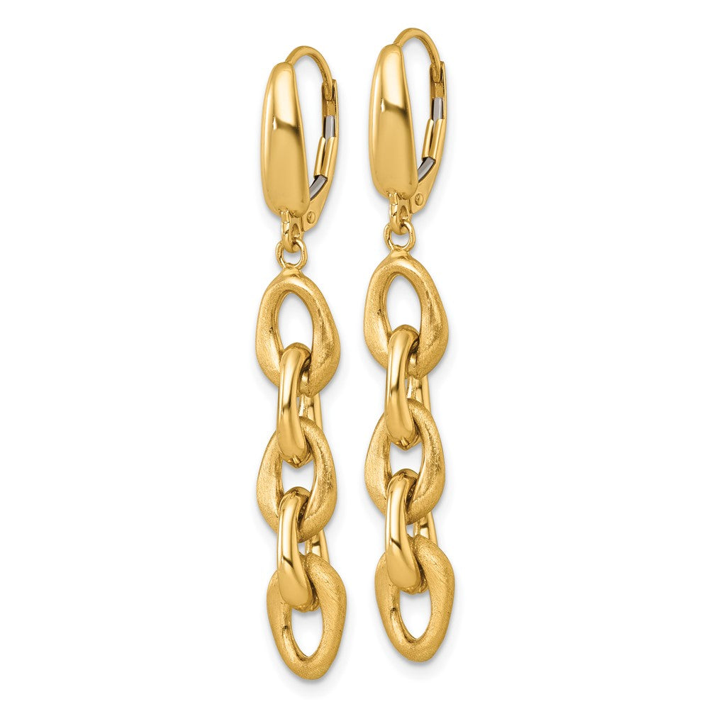 Polished And Brushed Chain Leverback Dangle Earrings