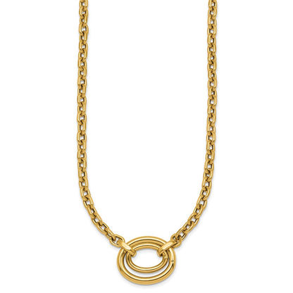 Polished Double Oval 17.5 w/.5in ext. Fancy Necklace