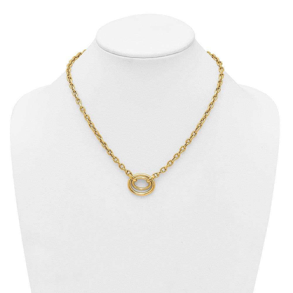 Polished Double Oval 17.5 w/.5in ext. Fancy Necklace