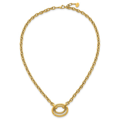 Polished Double Oval 17.5 w/.5in ext. Fancy Necklace