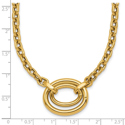 Polished Double Oval 17.5 w/.5in ext. Fancy Necklace