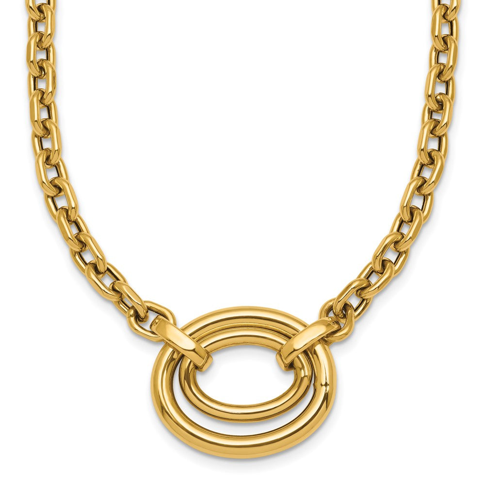 Polished Double Oval 17.5 w/.5in ext. Fancy Necklace