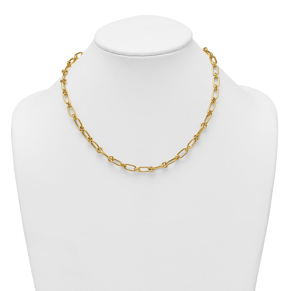 Polished Oval and Circle Link Necklace 18"