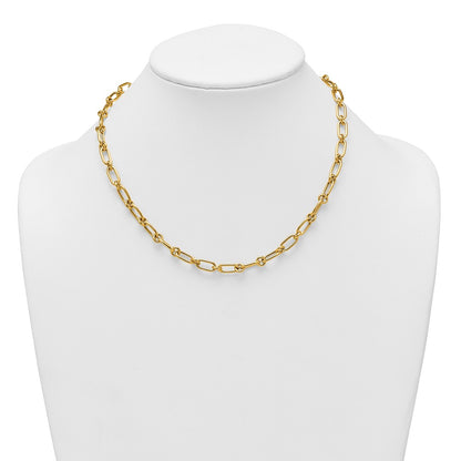 Polished Oval and Circle Link Necklace 18"