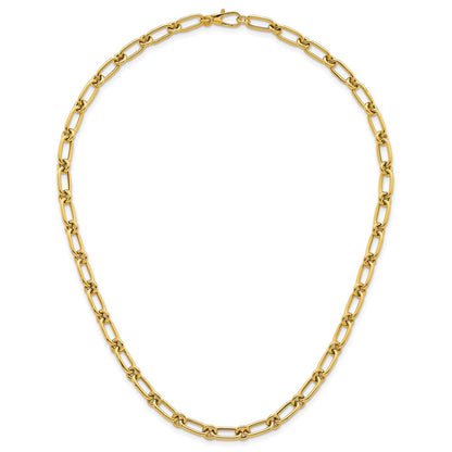 Polished Oval and Circle Link Necklace 18"