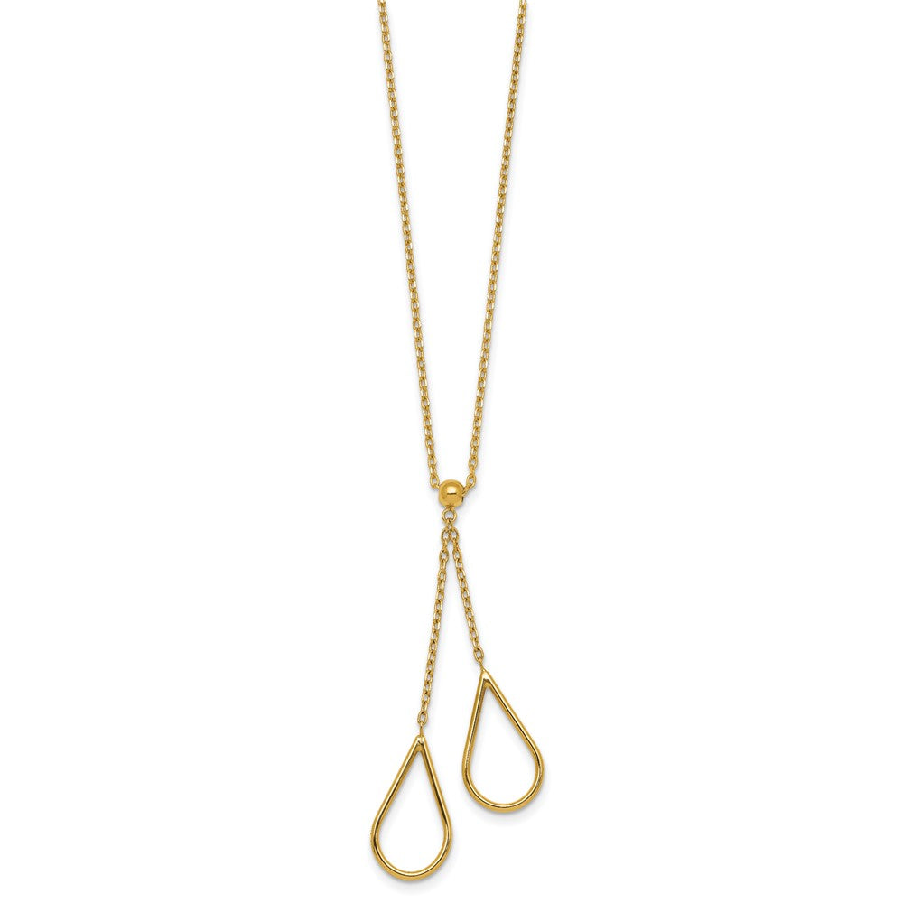 Polished Teardrops Dangle W/2in Ext Necklace