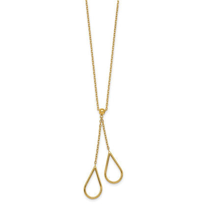 Polished Teardrops Dangle W/2in Ext Necklace