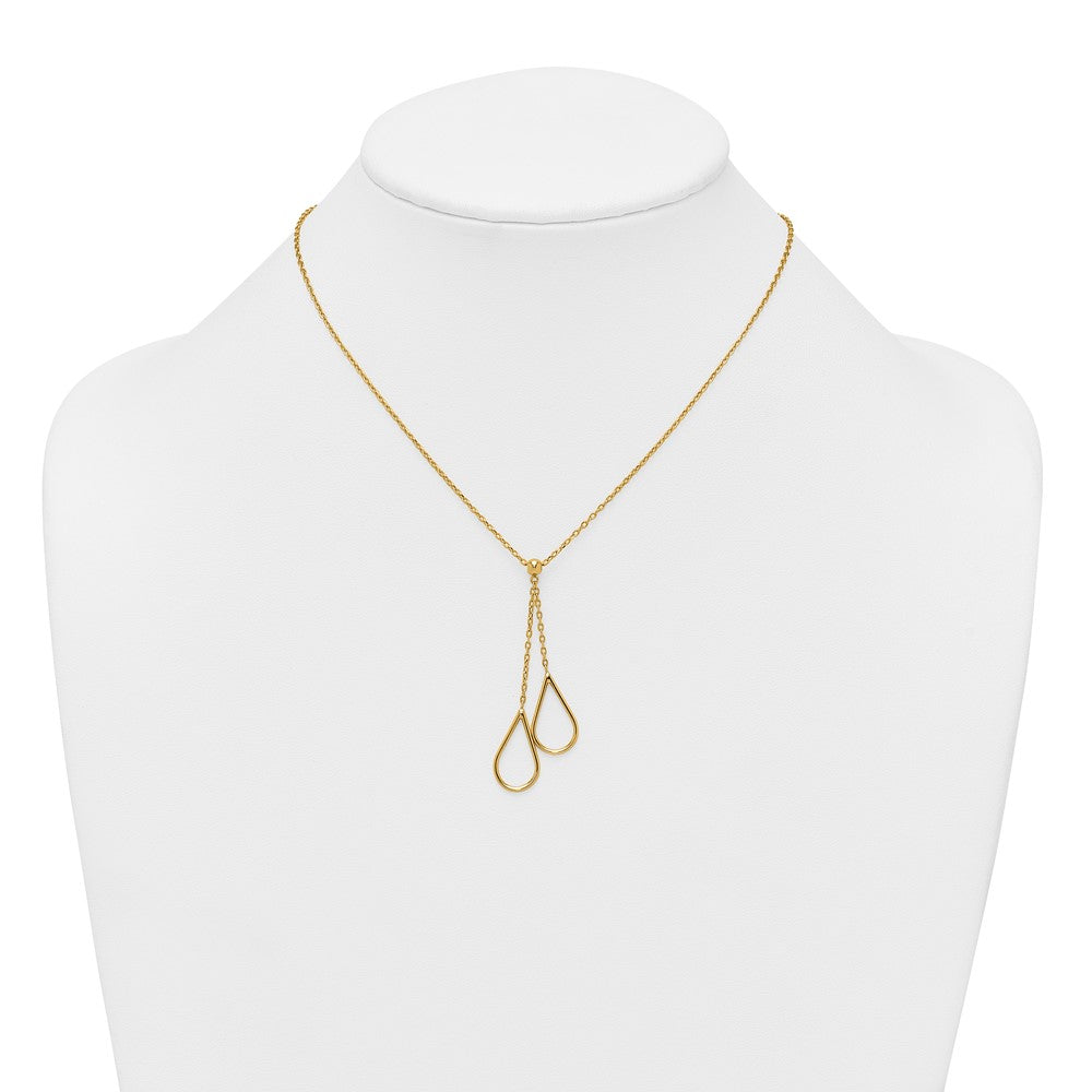 Polished Teardrops Dangle W/2in Ext Necklace