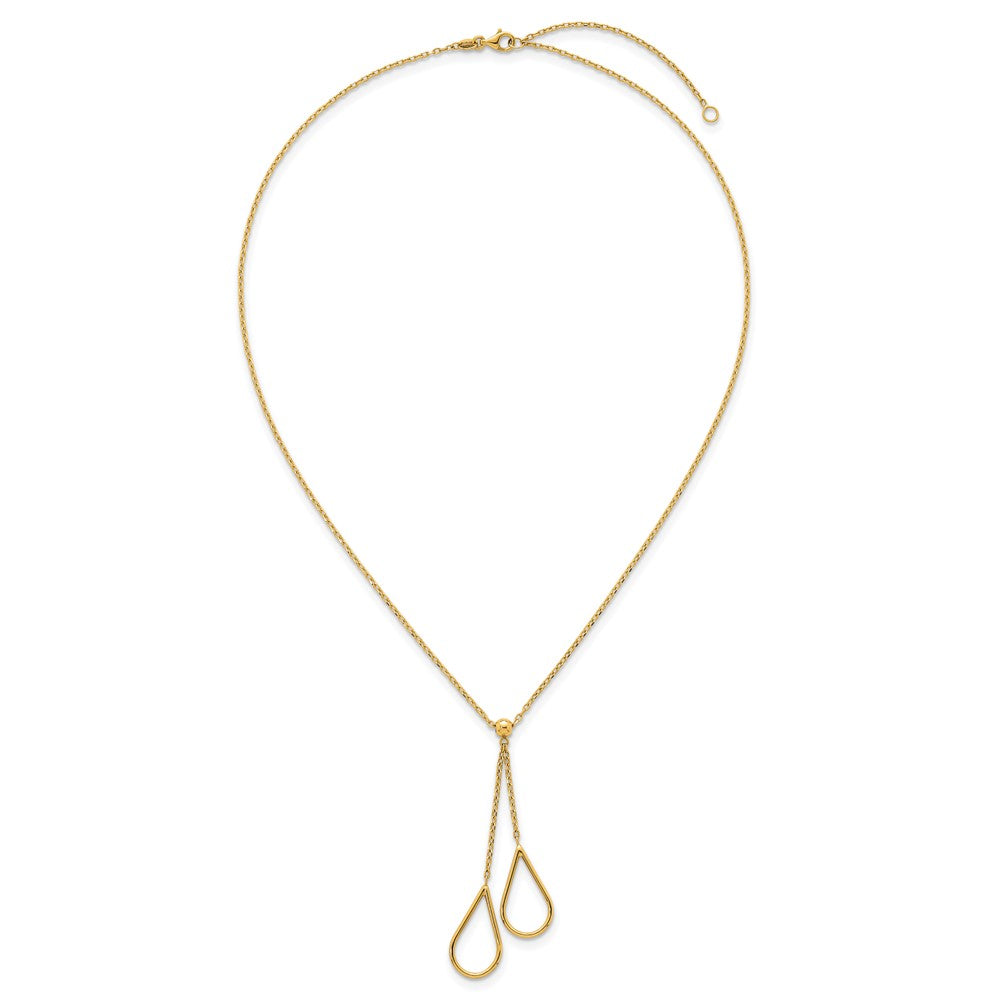 Polished Teardrops Dangle W/2in Ext Necklace