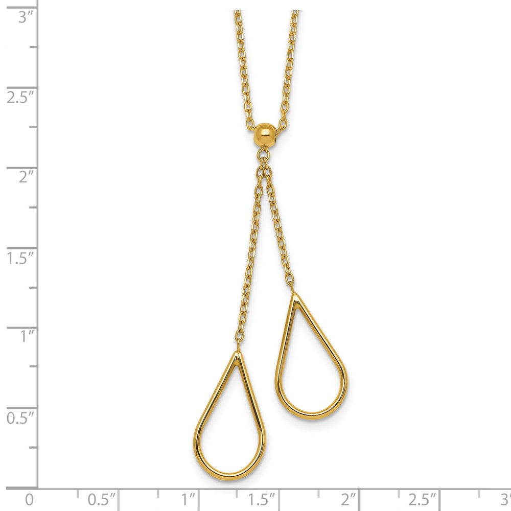 Polished Teardrops Dangle W/2in Ext Necklace