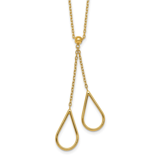 Polished Teardrops Dangle W/2in Ext Necklace