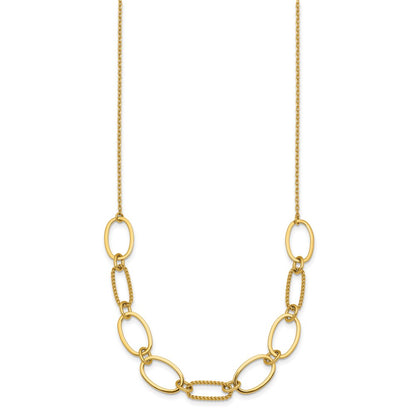 Polished And Twisted Oval Link 9.5mm W/2in Ext Necklace
