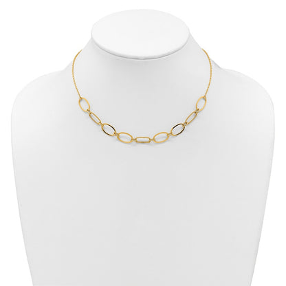 Polished And Twisted Oval Link 9.5mm W/2in Ext Necklace