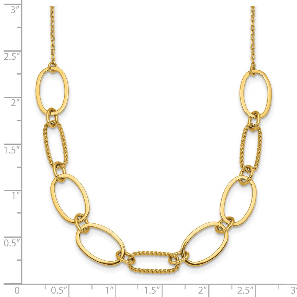 Polished And Twisted Oval Link 9.5mm W/2in Ext Necklace