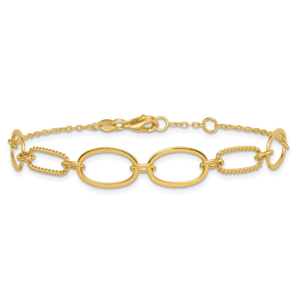 Polished And Twisted Oval Link 9.5mm W/.5in Ext Bracelet