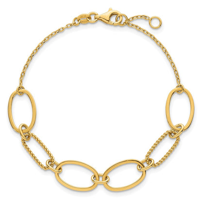 Polished And Twisted Oval Link 9.5mm W/.5in Ext Bracelet