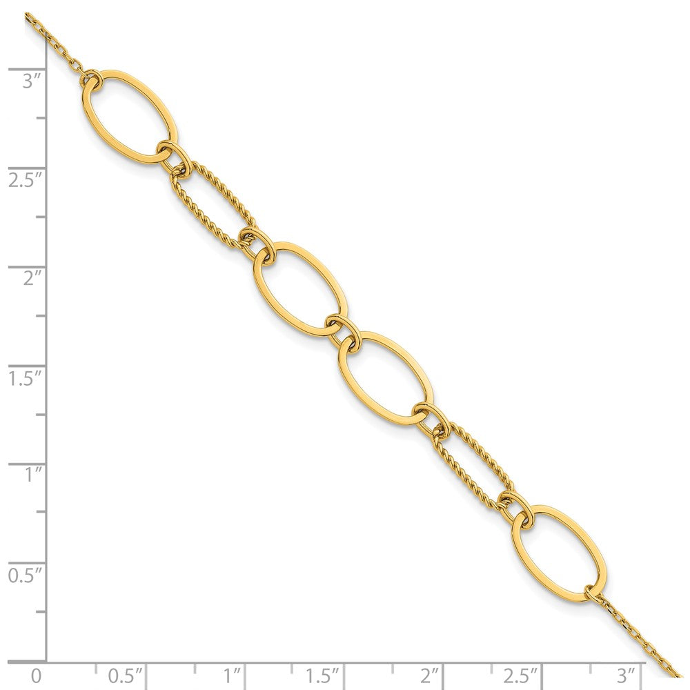 Polished And Twisted Oval Link 9.5mm W/.5in Ext Bracelet