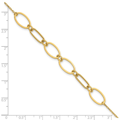 Polished And Twisted Oval Link 9.5mm W/.5in Ext Bracelet