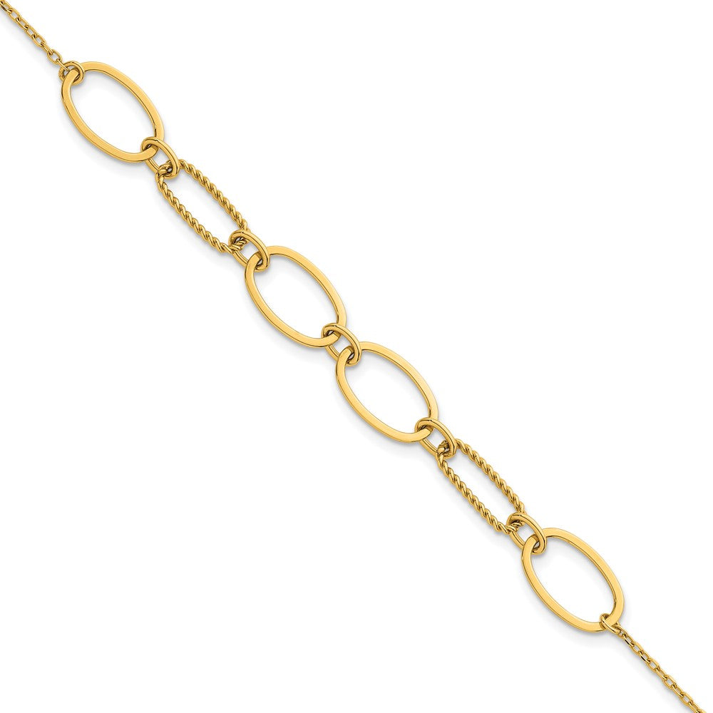 Polished And Twisted Oval Link 9.5mm W/.5in Ext Bracelet