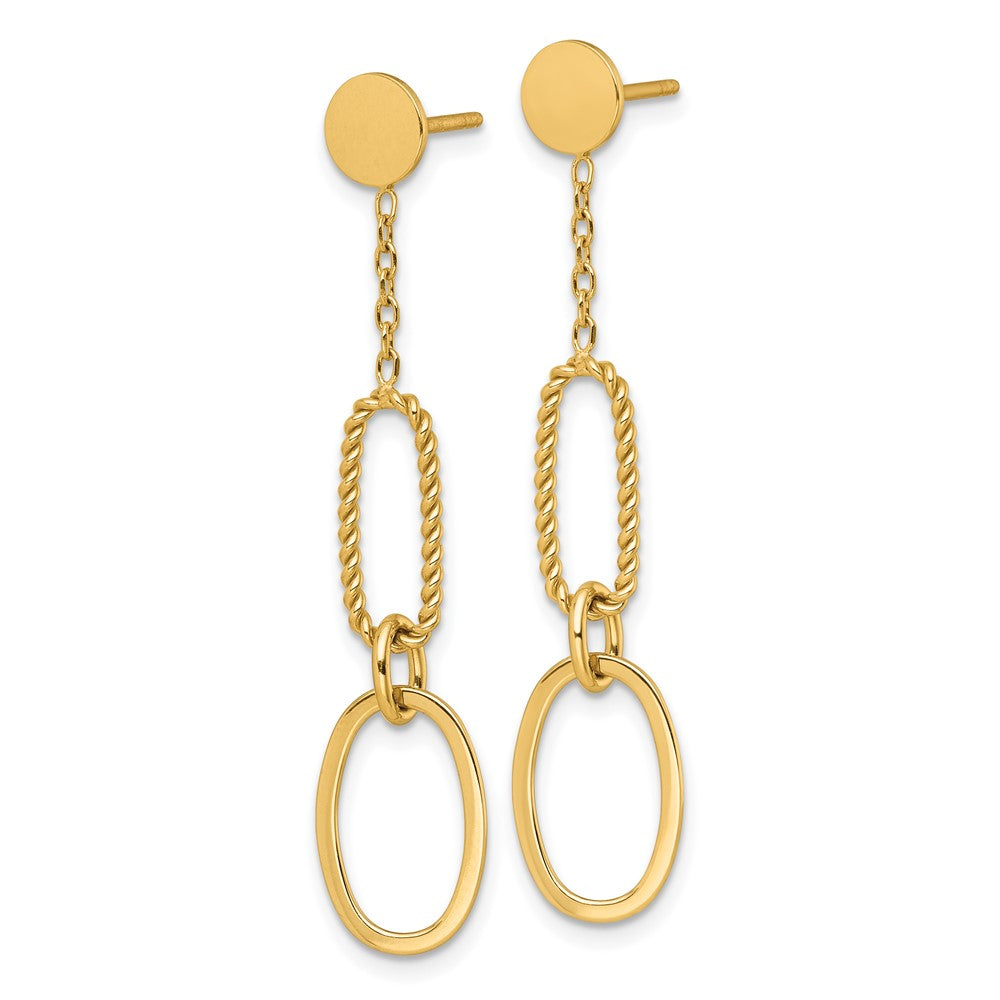 Polished And Twisted Oval Link Dangle Post Earrings - 9.35mm