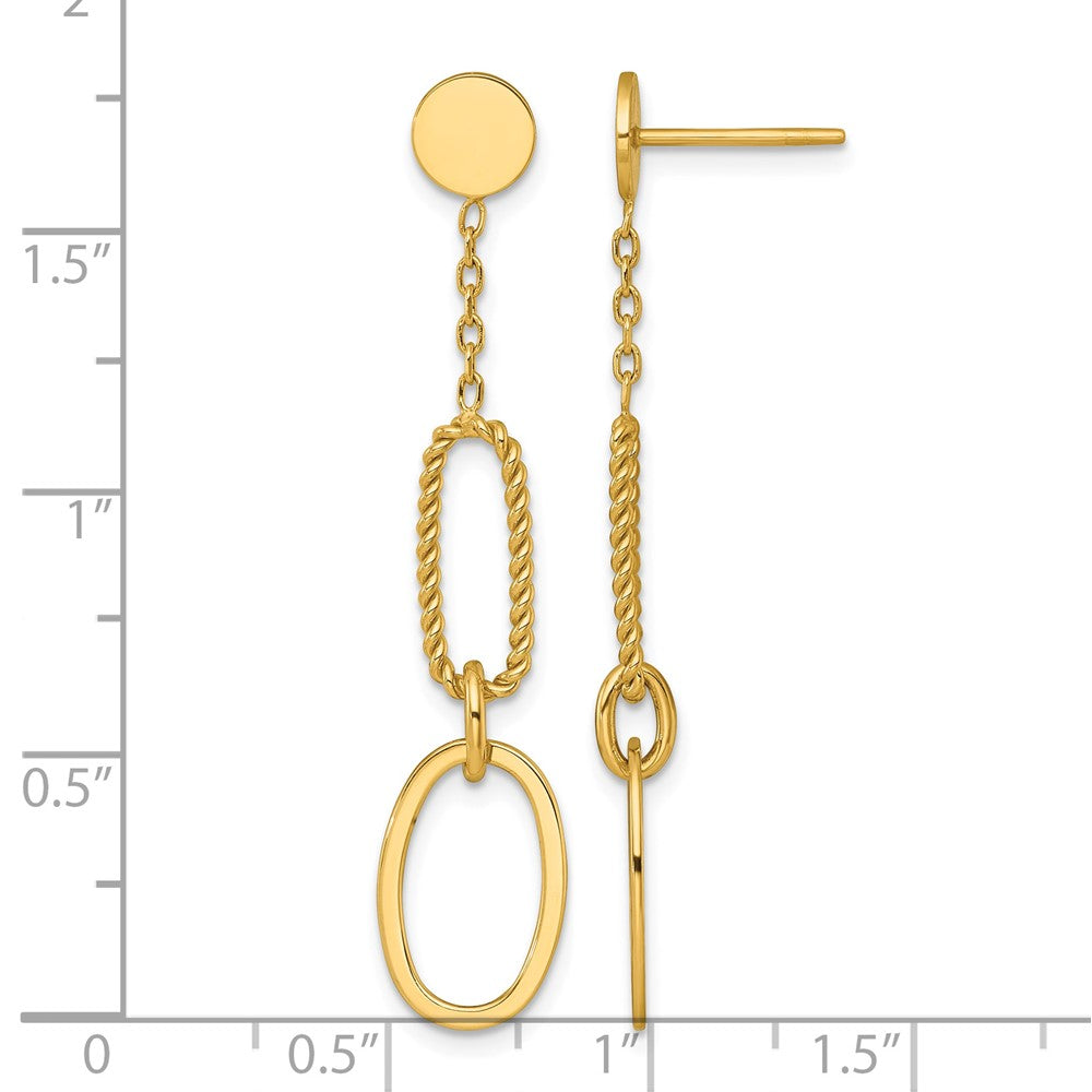 Polished And Twisted Oval Link Dangle Post Earrings - 9.35mm