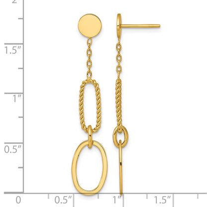 Polished And Twisted Oval Link Dangle Post Earrings - 9.35mm